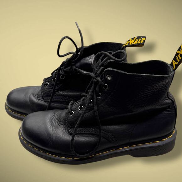 Men's Size 9 DR. MARTENS Black Pebbled Leather 101 Combat Boots EUC - Picture 2 of 11